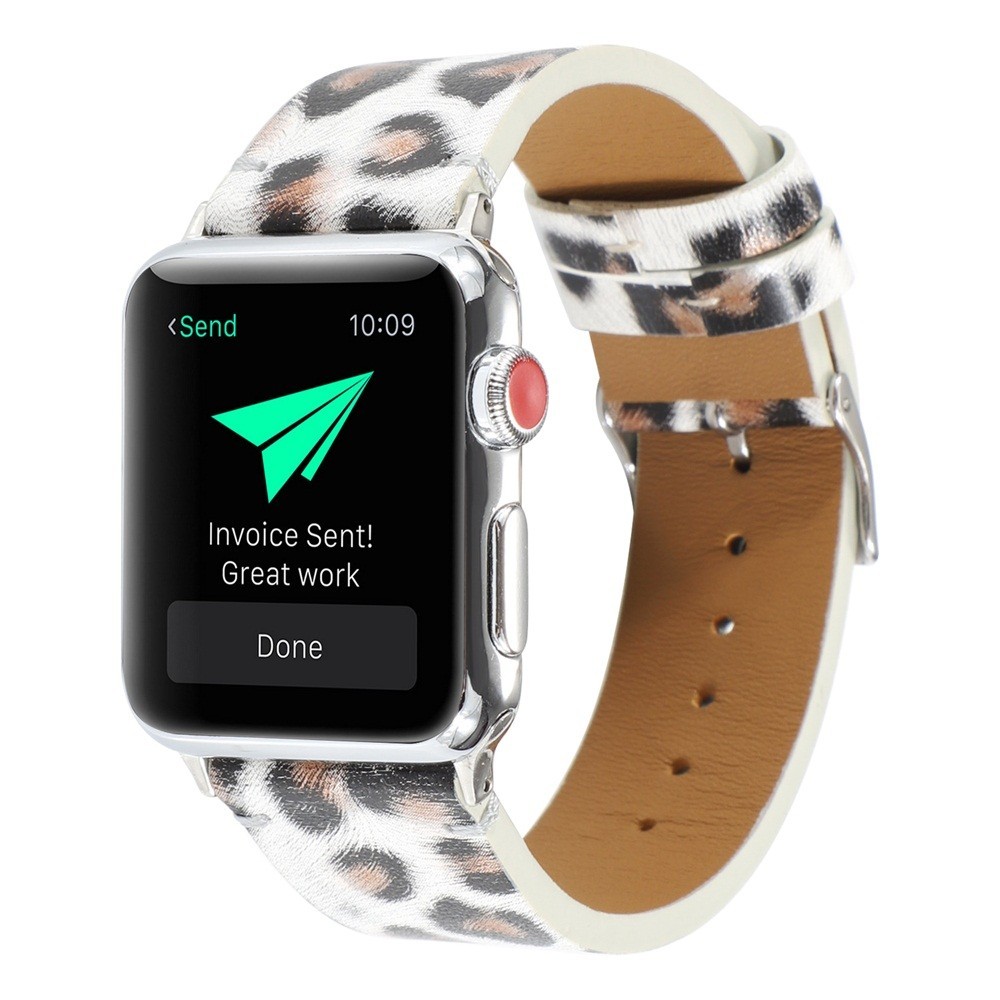 Řemínek pro apple watch 42/44, leopard bílý