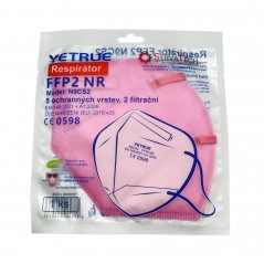 Respirátor FFP2 - N9CS2, CE, 1ks PE balení růžová